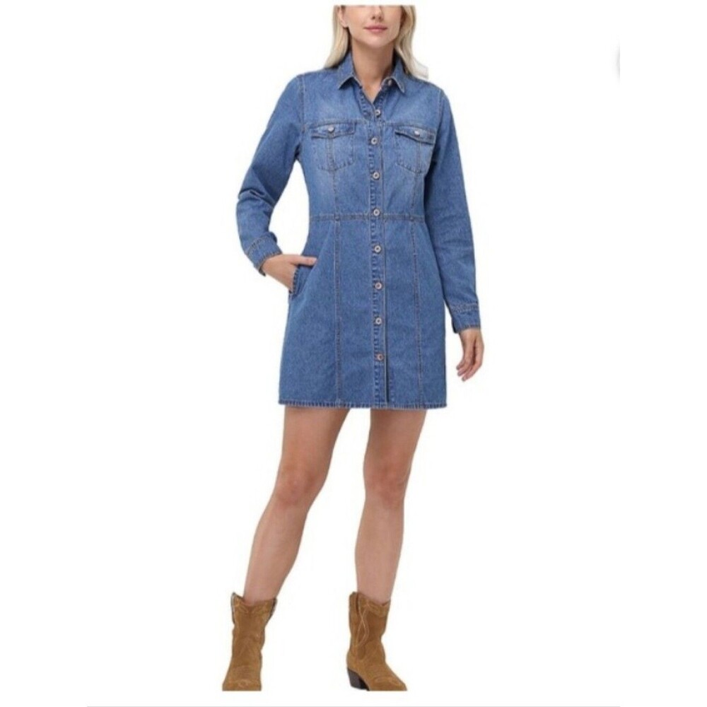 New Frye Women's Denim Mini Dress Light Wash Size Medium NWT